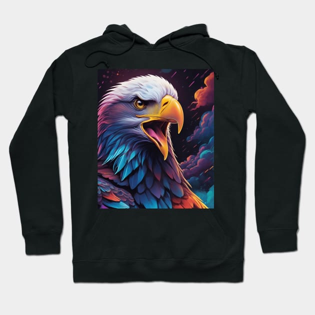 Bald Eagle Head Multi-Colored Hoodie by Rossie Designs